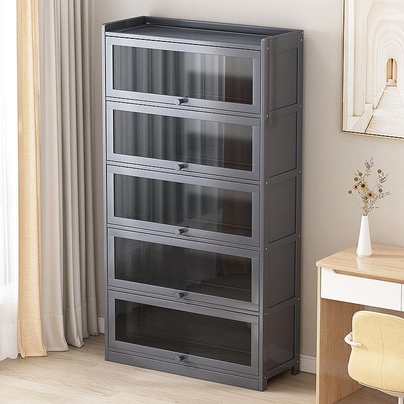 书架置物架落地带门非实木儿童书橱家用客厅收纳架省空间上翻门 - 图1