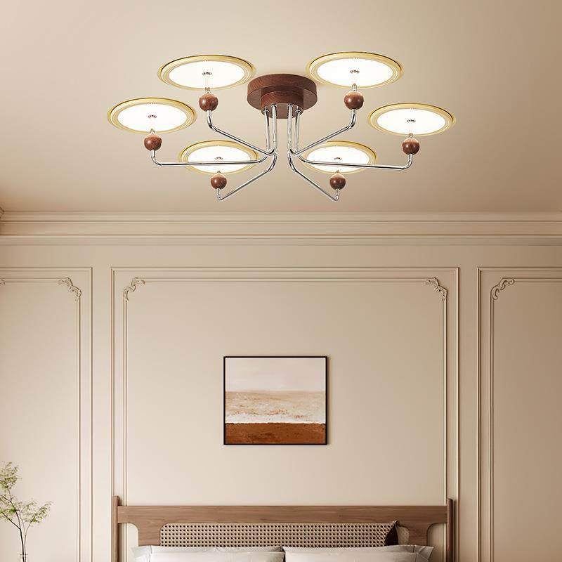 法式复古客厅灯中古胡桃木奶油风个性创意星轨飞碟卧室餐厅主吊灯,淘宝优惠券,粉丝福利购,淘宝优惠卷
