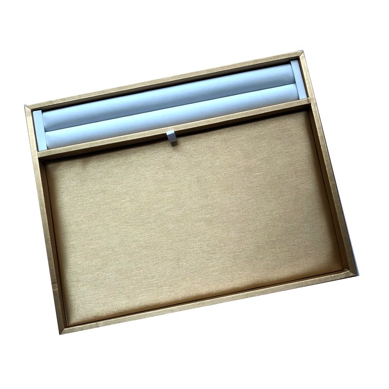 两面折叠看货盘金银珠宝展示托盘黑皮红绒拉丝展示盘戒指项链道具 - 图0