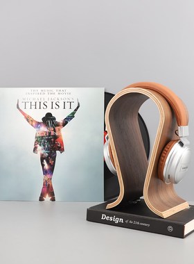 北欧简约原木质耳机支架组合套装摆件影视室家居客厅电视柜装饰品