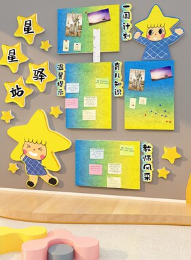 幼儿园家园联系共j育栏环创材料绿色森系主题文化成品墙面装饰走