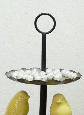 美式复古铁艺三层托盘工业风客厅花园装饰摆件香薰首饰展示收纳盘