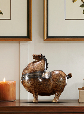 创意招财唐马摆件动物马到成功将军马办公室客厅书房桌面装饰摆设