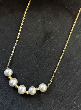 淡水珍珠项链女简约气质复古脖子饰品颈带颈链白色锁骨链法式配饰