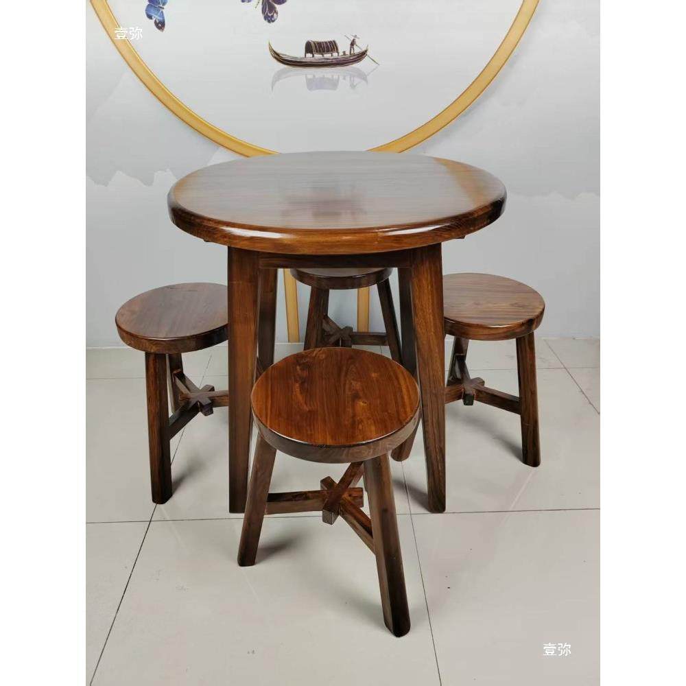 实木老榆木小圆桌圆形小茶桌简约餐饮餐桌接待小桌子阳台休闲茶台,淘宝优惠券,粉丝福利购,淘宝优惠卷