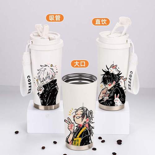 咒术回战周边保温杯五条悟夏油杰伏黑惠乙骨忧太大容量不锈钢杯子 - 图2