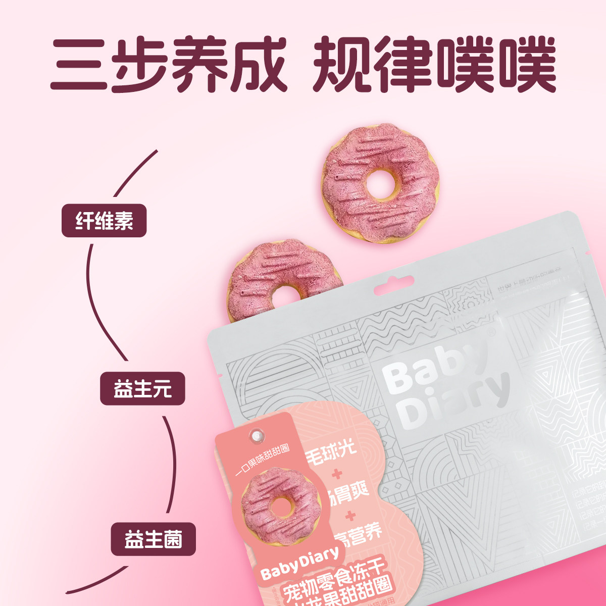 宝贝日记宠物猫咪零食冻干火龙果甜甜圈鸡肉鸭肉呵护肠胃犬猫通用,淘宝优惠券,粉丝福利购,淘宝优惠卷