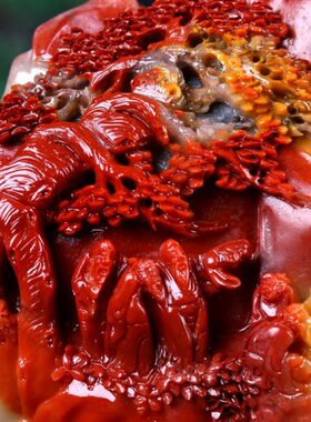 湘崎雀寿山石富山春居图大摆件家居摆设手工雕刻原石巧工艺收藏