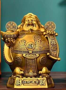 古玩古董收藏乡下收纯铜如意托宝财神爷铜像神像装饰店铺礼品摆件
