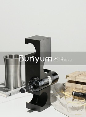 现代简约轻奢样板间o几何金属红酒架摆件餐厅客厅会所桌面装饰品