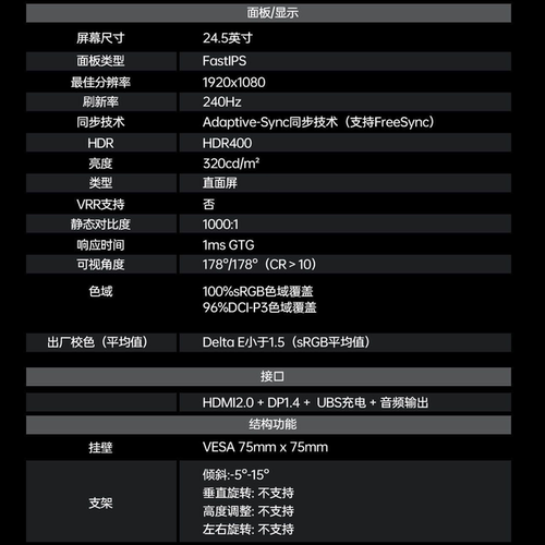 名航24.5英寸240Hz电脑显示器游戏高刷显示屏推荐三角洲CSGO外接 - 图0