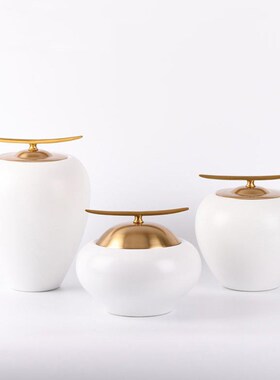 现代新中式陶瓷储物罐摆件酒店会所售楼H处样板房玄关软装饰品摆