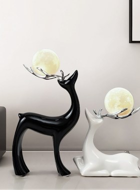 轻奢高级感麋f鹿装饰摆饰客厅玄关桌面酒柜装饰摆饰电视柜乔迁礼