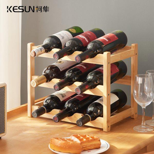红酒架简易葡萄酒收纳架酒瓶托架置物架吧台桌面摆件楠竹家用酒柜,淘宝优惠券,粉丝福利购,淘宝优惠卷