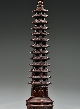 黑檀木雕13层文昌塔摆件实木质十三层文昌塔红木家U居办公室工艺