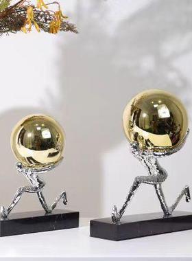 现代轻奢厅电视客柜书BJ0098柜玄关办公室术负重艺前行摆件乔迁饰