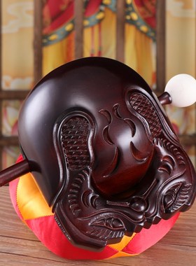 佛具法器桂柚木木鱼静心道观大号实木道家佛门打S击乐器办公室摆