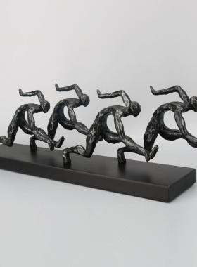 极简现代软装中式家具电视柜人物趣味抽象M奔跑人线条长腿小摆件