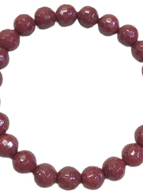 原矿朱砂紫金f砂刻面珠手链 紫晶砂带晶体比较重 男女款本命年朱