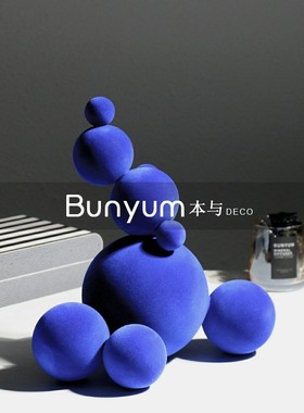 现代简约轻奢家居样板房间软装饰品售I楼处几何创意艺术植绒摆件