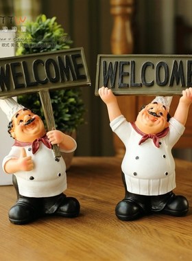 家居饰品树脂工艺品创意厨师摆件餐厅饭店S酒吧桌面装饰摆件