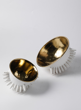 现代简约新中式陶瓷花瓶摆件样板房酒店客厅白金黑U金花器果盘装