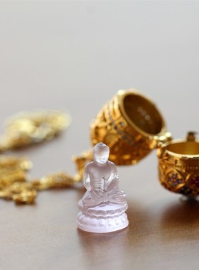微镶锆石a琉璃小佛像花开见佛嘎乌盒多功能吊坠挂饰香囊装藏真金
