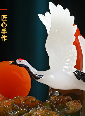 松鹤延年仙鹤摆件中式客厅玄关装饰品送爷爷奶奶长辈生.日祝寿礼