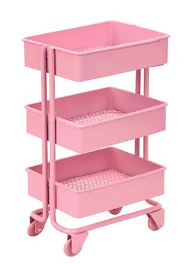 娃娃屋摆件铁艺大推车收纳架仿真可移动手推车彩色落地储物架