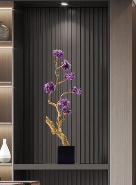 紫水晶发a财树招财摆件旺宅客厅玄关柜壁龛电视柜乔迁新居高档礼