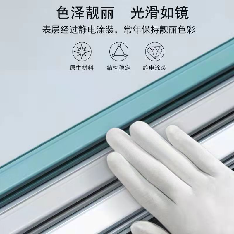 加厚铝合金静音轨道窗帘杆单轨双H轨滑道顶装侧装导轨滑轮 - 图2