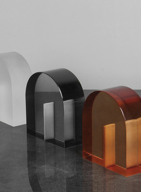 简约现代轻奢彩色l水晶摆件 创意拱形书档书柜 客厅茶几装饰纸镇