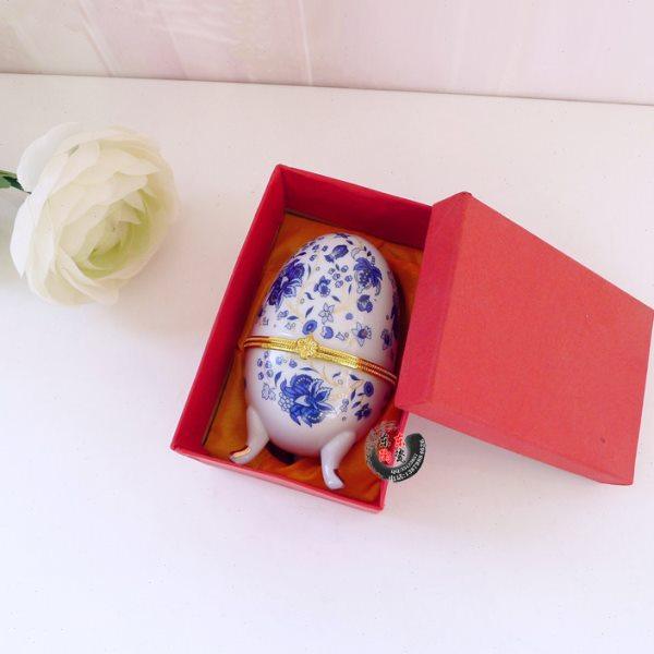 特色 麻豆至爱首饰盒饰品盒 花蛋型首饰盒 蓝色花收纳盒牙签筒,淘宝优惠券,粉丝福利购,淘宝优惠卷