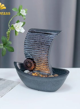 Cambbrass摆件创意一帆风顺流水帆船开 业乔迁礼品客厅办公室