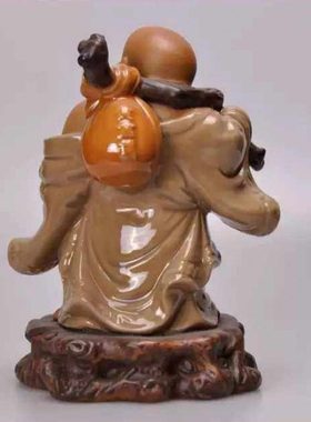 石湾陶瓷公仔弥勒佛布袋佛工艺礼品中式家居门客厅博古架酒柜摆件