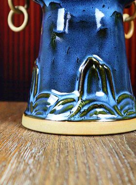 禹州钧窑钧瓷国礼古典中式花瓶摆件送领导办公室台面装饰四海升平