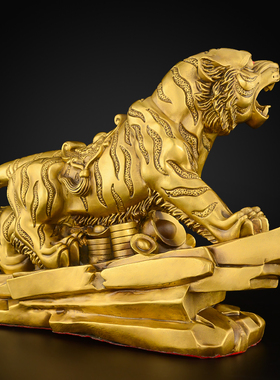 纯铜老虎摆件客厅办公室虎年生肖虎啸M山河铜老虎工艺品大号