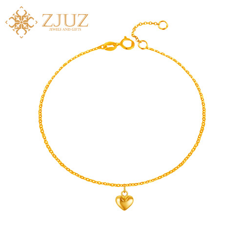 ZJUZ18K金心动黄金脚链AU750正品简约心形脚链时尚520礼物金脚链 - 图3