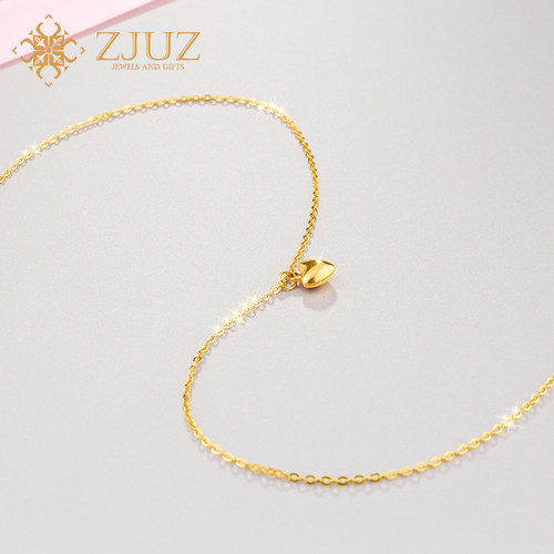 ZJUZ18K金心动黄金脚链AU750正品简约心形脚链时尚520礼物金脚链 - 图0