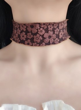 宽边颈饰荷d叶边挡脖子颈链遮颈纹脖圈遮挡疤痕脖子饰品脖链项圈