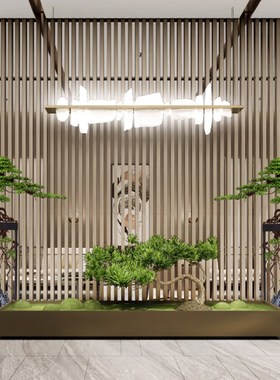 新中式大型彷真落k地迎客松摆件客厅玄关盆景酒店办公室内外装饰