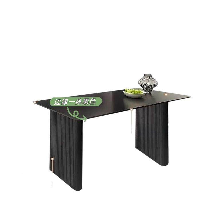 现代极简岩板家餐桌黑色用椅组合餐高级小户型意864式长形方饭桌,淘宝优惠券,粉丝福利购,淘宝优惠卷