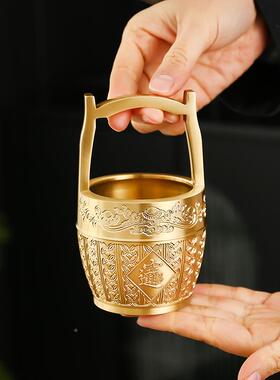 9111神黄一桶金摆件铜聚宝盆婚庆装饰黄金色财万两新开铜业送礼物