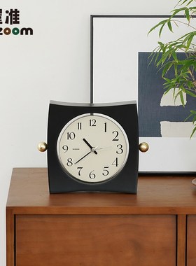 WOZOOM屋准i奶油风简约桌面摆件客厅卧室时钟摆台式座钟轻奢装饰