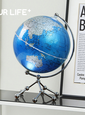 升级款地球仪摆件带灯光q轻奢高档客厅电视柜书房书柜办公室装饰