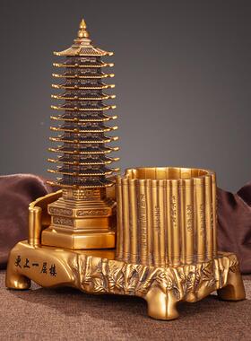 3十三tb-67786层文昌塔笔筒1摆件仿铜金工九艺品摆饰层办公书房书