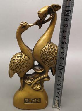 仿古黄铜黄双铜鹤摆家居客84854070厅摆件玩古收藏铜鹤设工艺礼品