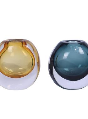 0029意简约代玻璃花瓶轻奢板样房客厅现餐桌插花琉璃装饰创品小摆