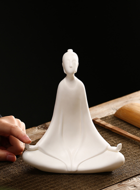 创意陶瓷人物摆件办公室家居书房博古架茶室桌面S工艺品禅意装饰