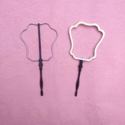 古风bjd扇子3分娃用7厘米迷你小团扇骨架异形金属小蚕丝扇框定制 - 图0